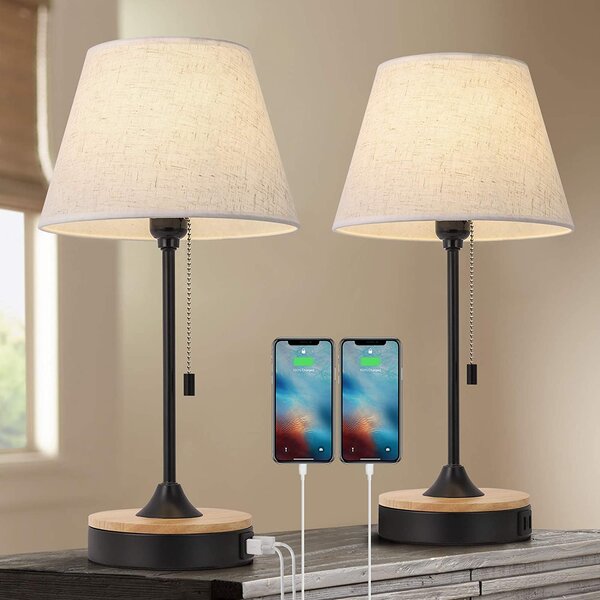 Modern Desk Lamp USB Bedside Table Night light Soft Ambient Lighting 2 USB Ports 