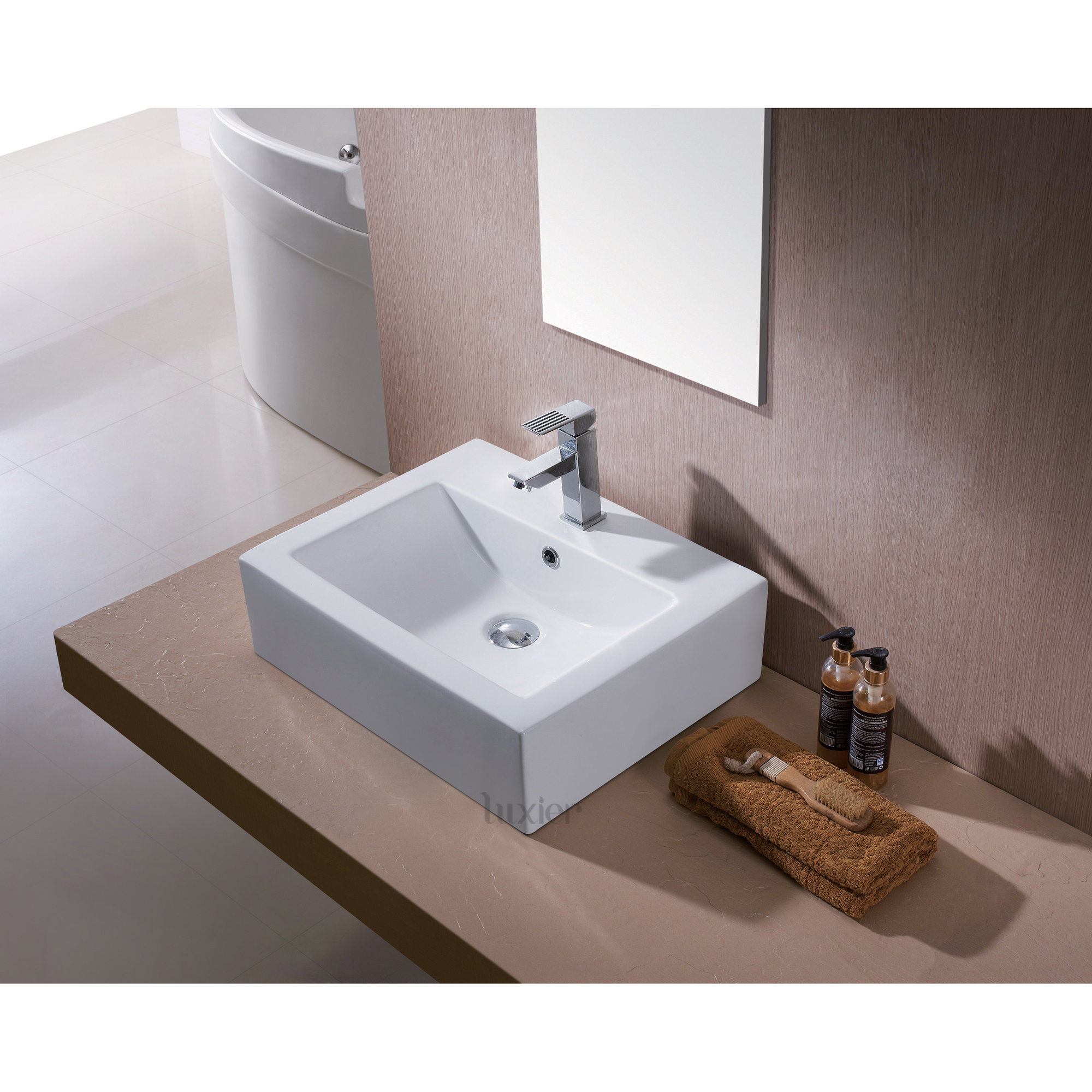 Luxier Ceramic Rectangular Vessel Bathroom Sink with Overflow & Reviews