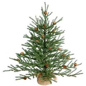 2' Green Pine Trees Artificial Christmas Tree with Potted Stand