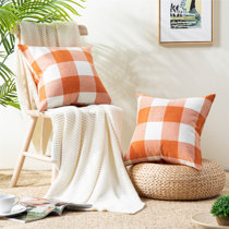 orange buffalo check pillows