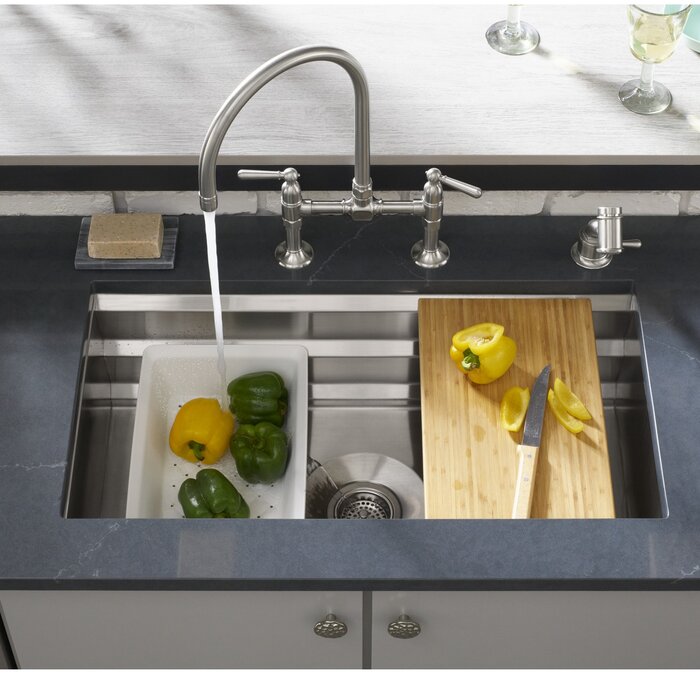 Prolific 29 In X 17 3 4 In X 10 In Under Mount Single Bowl Kitchen Sink With Accessories
