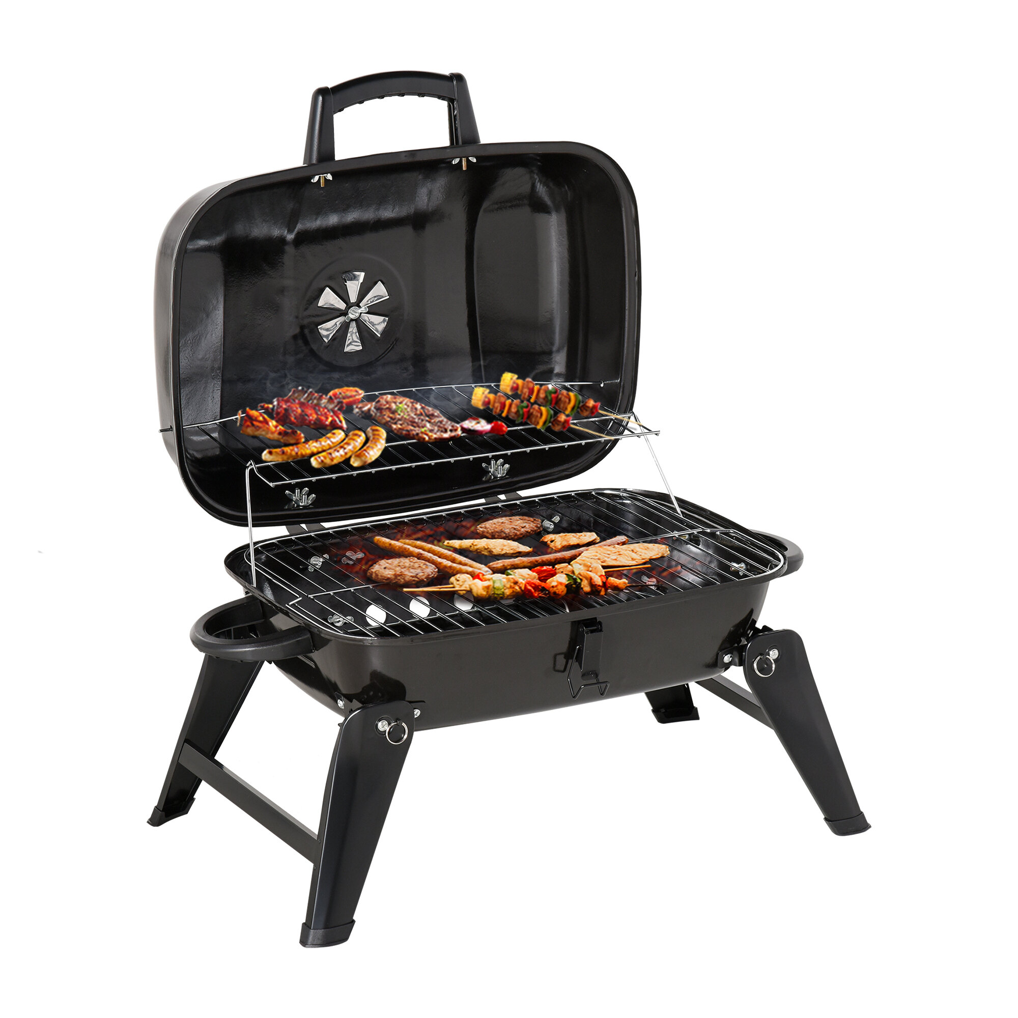 Charcoal Grill Stainless Steel Camping Grill Portable Charcoal Grill 13.7 x 10.6 x 7.8 Barbecue Desk 