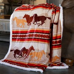 Sherpa Blanket for Family Leaping Horse Premium Blanket Gift for Family and Friends Fleece Minky