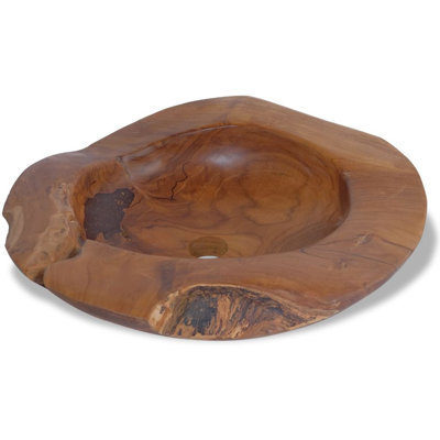 Cheyenne vidaXL Bathroom Basin, Naturally Varied Shape, Brown (16.3"-17.7")x(11.8"-13.8")x4.5" Solid Teak