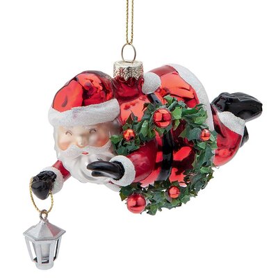 Design Toscano Super Santa Flying Blown Glass Holiday Hanging Figurine
