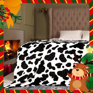 Blanket Cute Cows & Sunflowers Around Barn Sherpa Blanket Minky Blankets Throws Ultra Soft Decorative Room for Kids Adult Cow 