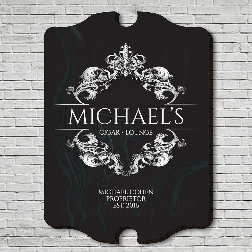 Home Wet Bar Downtown Cigar Lounge Sign Personalized Wall Décor | Wayfair