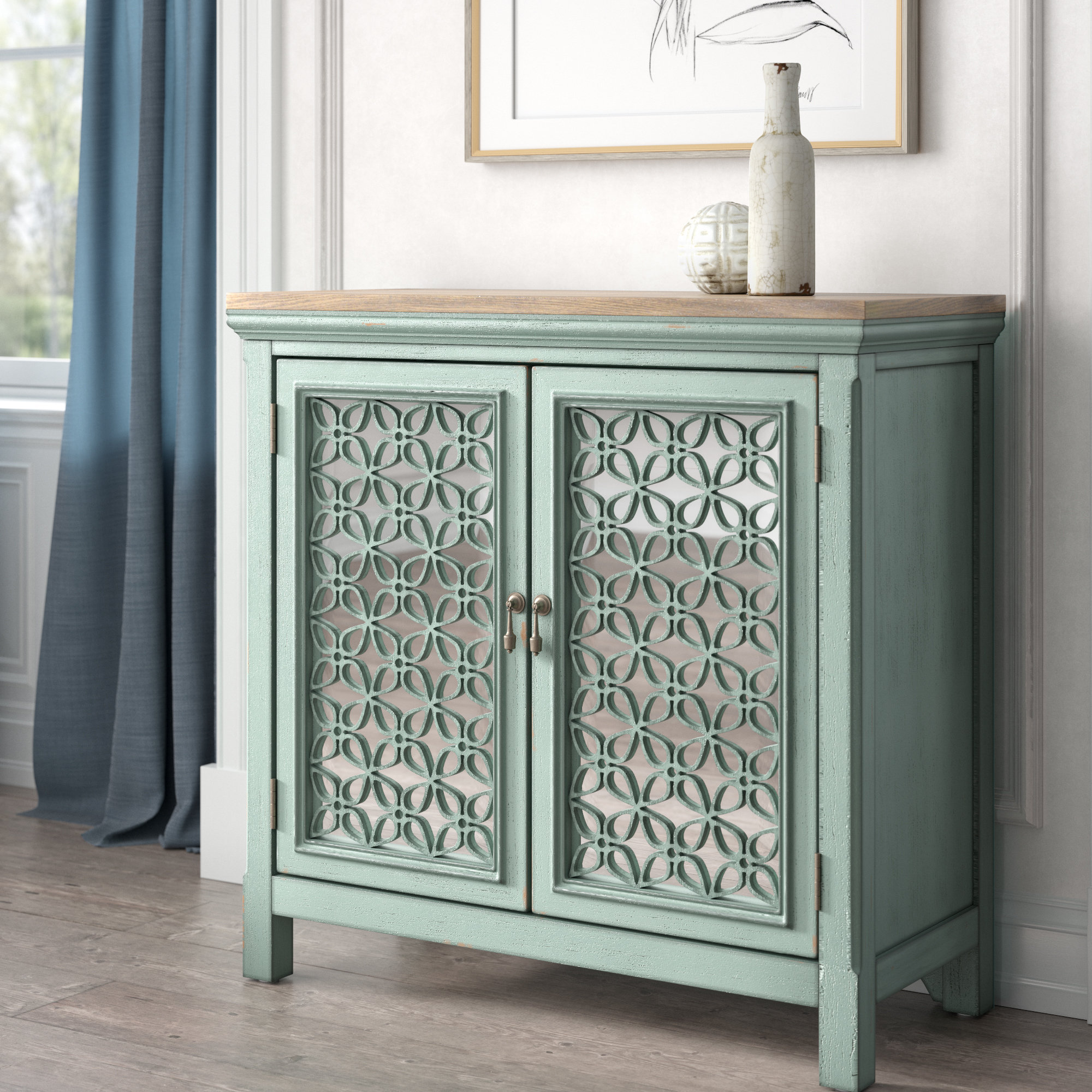 Kelly Clarkson Home Del 2 Door Mirrored Accent Cabinet Reviews Wayfair