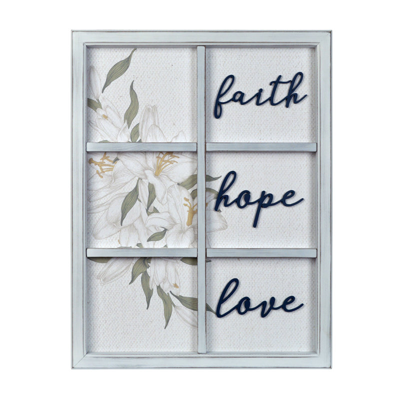 Gracie Oaks Faith Hope Love Decorative Window Hanging Wall Decor