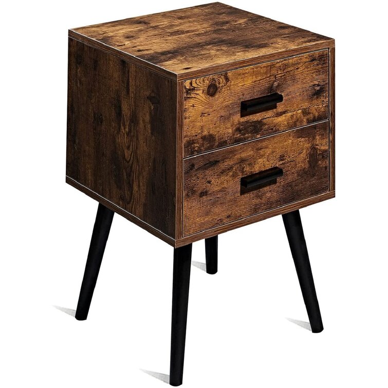 Bedside Table Night Stand Storage Cabinet with 2 Drawers for Living Room Bedroom 