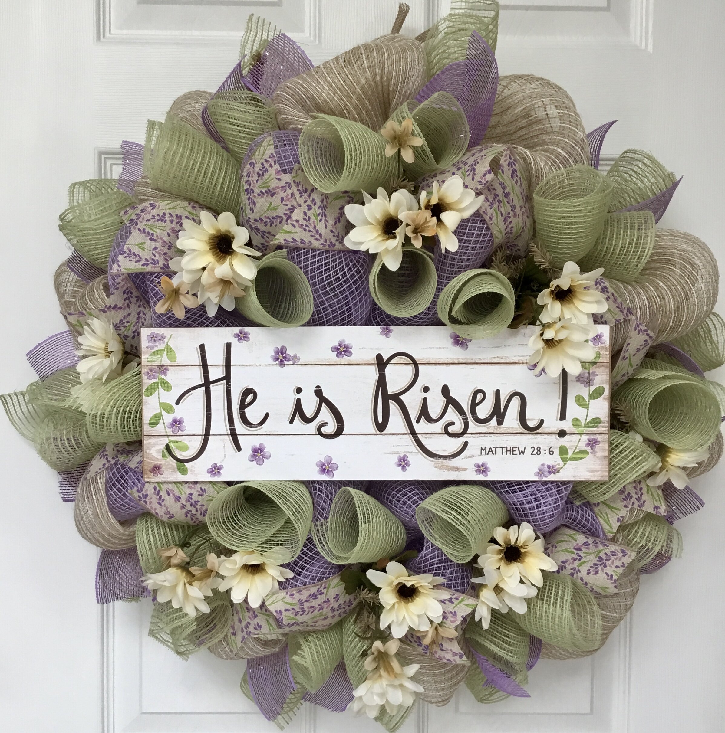 He Is Risen Sign He Is Risen Wreath Floral Wreath Wooden Wreath Easter Wreath Front Door Wreath Easter Wooden Easter Decor