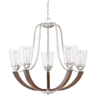 Go to store & view more images Chryses Brushed Nickel 5-Light Shaded Chandelier by Loon Peak
