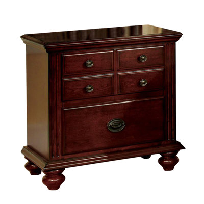 26 Inch Handcrafted Nightstand, 2 Drawers, Black Powder Coated Knobs, Walnut Brown Mango Wood
