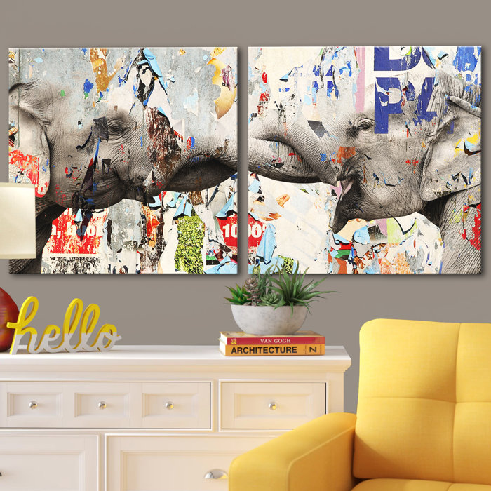 Saddle Ink Elephant Vi 2 Piece Wred Canvas Print Set Saddle Ink Elephant Vi 2 Piece Wred Canvas Print Set
