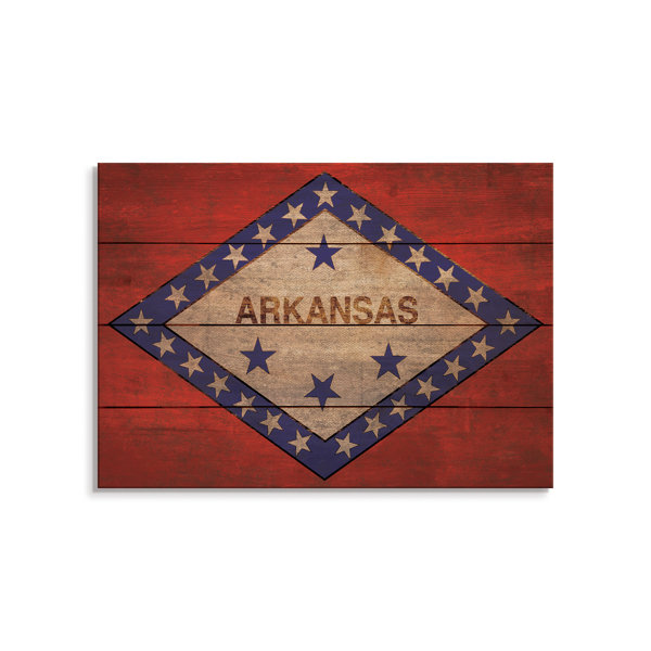 Trinx One Of A Kind Original Arkansas State Flag Unframed Print On Wood Wayfair