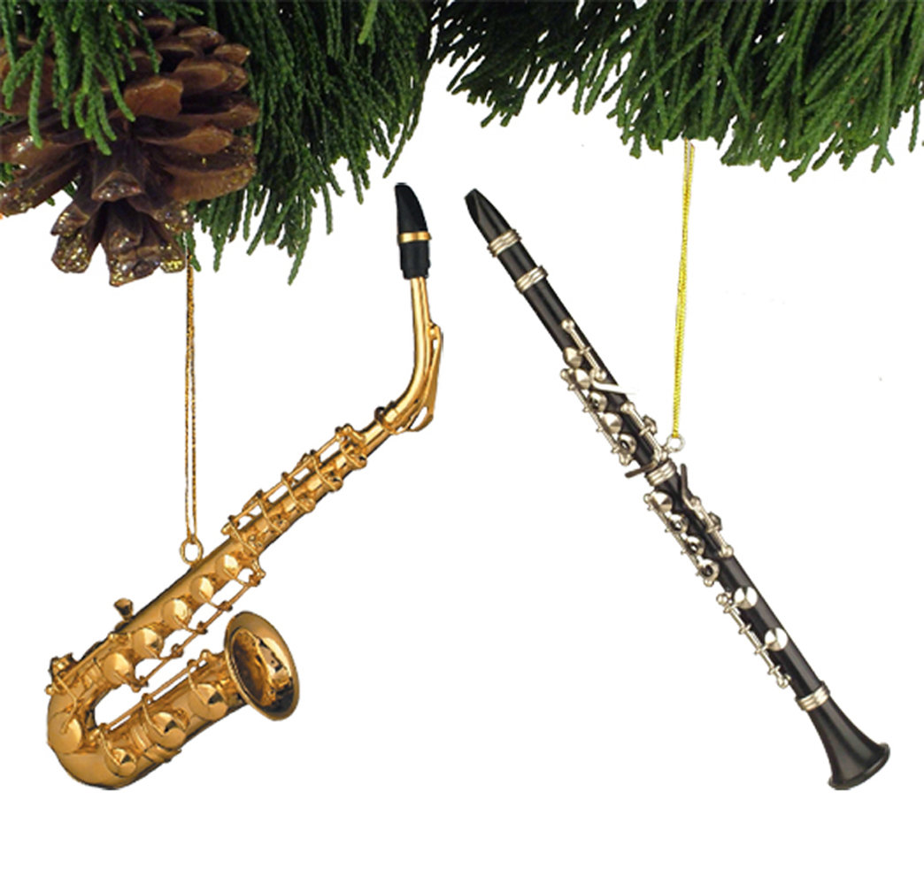The Holiday Aisle 2 Piece Jazz Instrument Hanging Figurine Ornament Set Wayfair