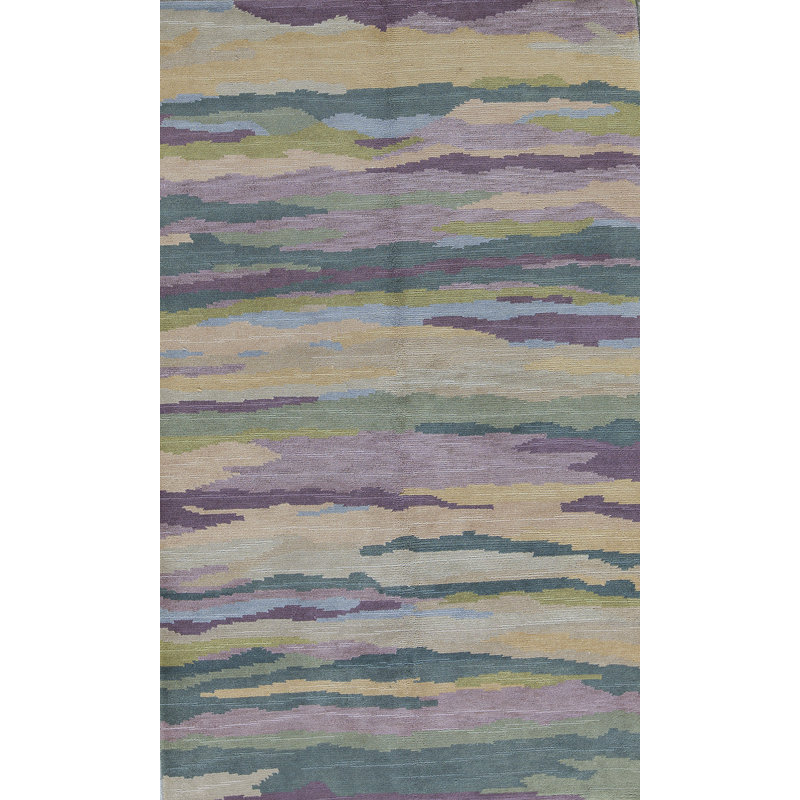 Bokara Rug Co Inc One Of A Kind Himalayan Hand Knotted Purple Beige Green 5 X 8 Wool Area Rug Wayfair