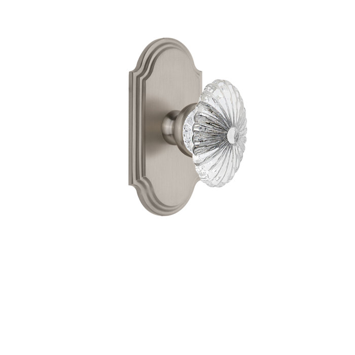 Grandeur Crystal Burgandy Single Dummy Door Knob With Arc Plate
