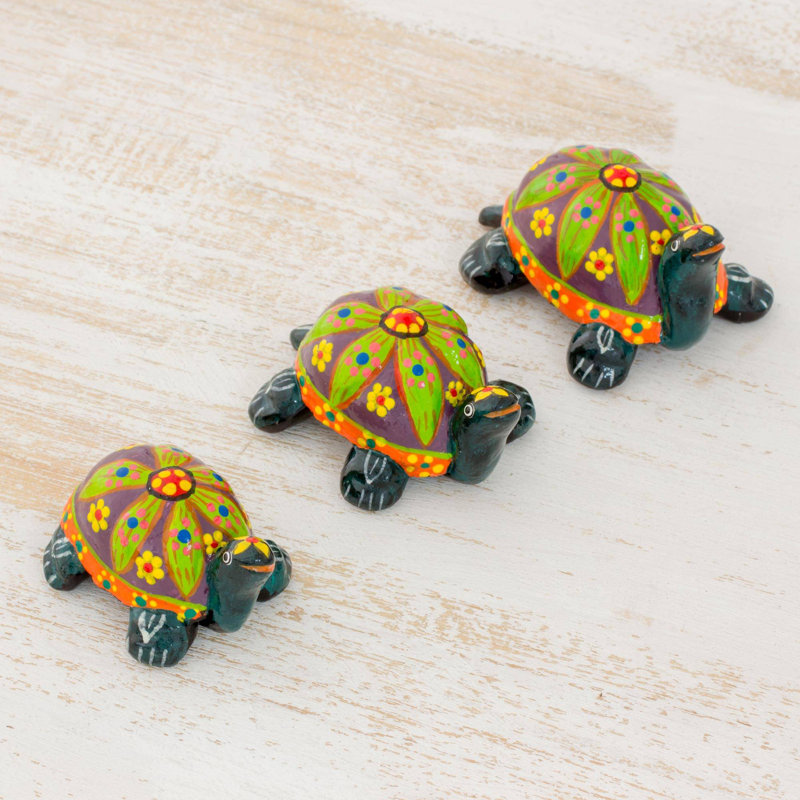 Bloomsbury Market Novara Tropical Turtle Ceramic 3 Piece Figurine