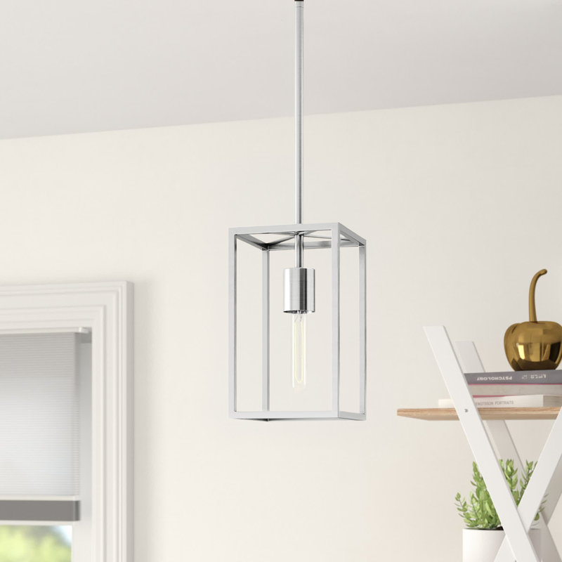 Chaima 1 - Light Single Rectangle Pendant Finish: Silver