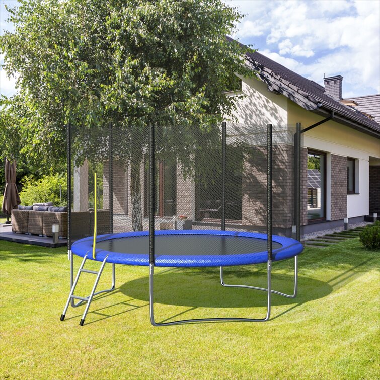 Arlmont & Co Johnette 10' Round Backyard Trampoline with Safety Enclosure