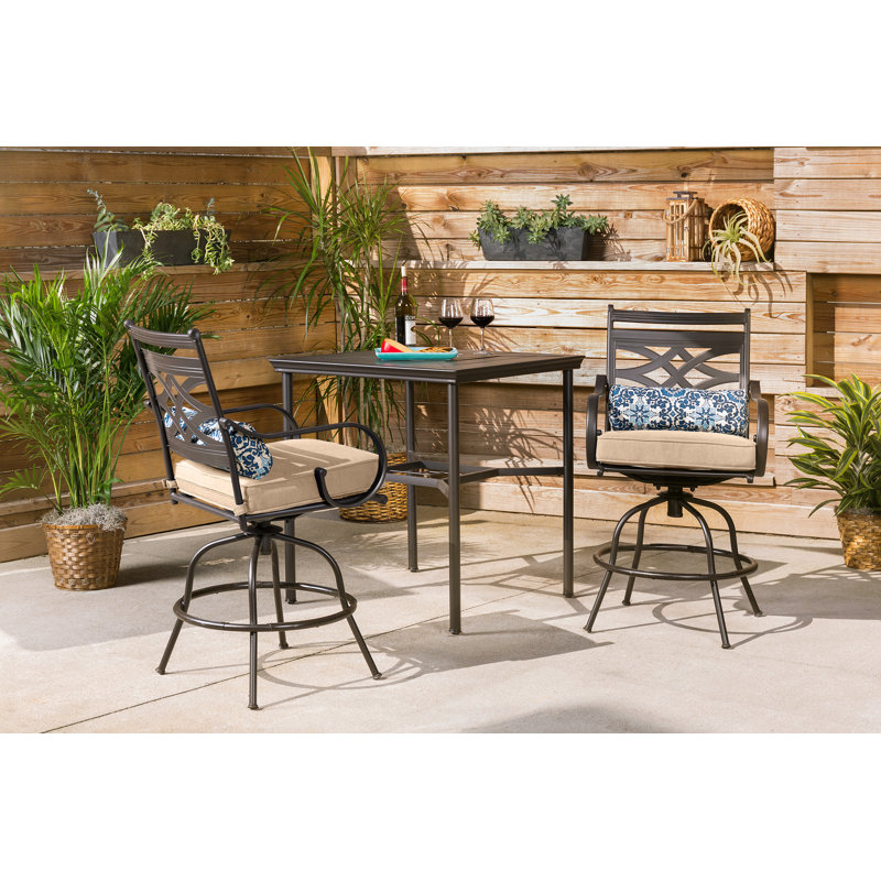 Kautz 3 Piece Bar Height Dining Set with Cushions