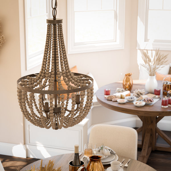 natural wood beaded chandelier