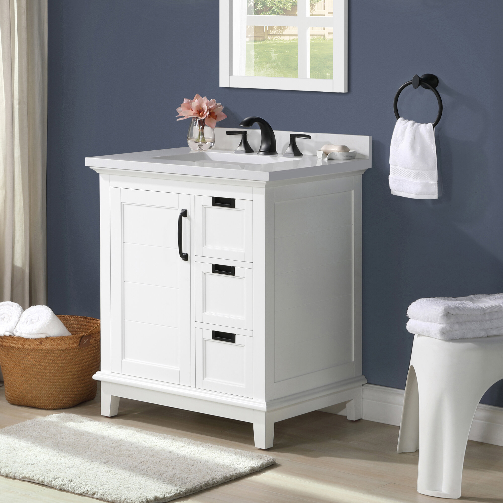 Dovecove Plattsmouth 30'' Free-standing Single Bathroom Vanity with ...