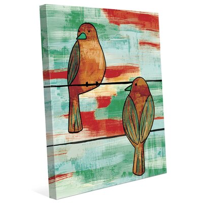'Two Wire Birds Omega' Painting Print on Wrapped Canvas Click Wall Art Size: 20