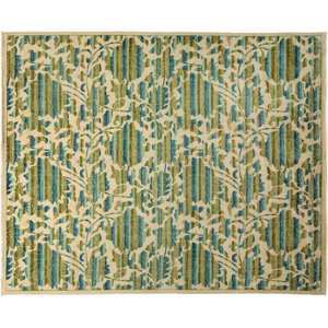 One-of-a-Kind Arts and Crafts Hand-Knotted Ivory Area Rug
