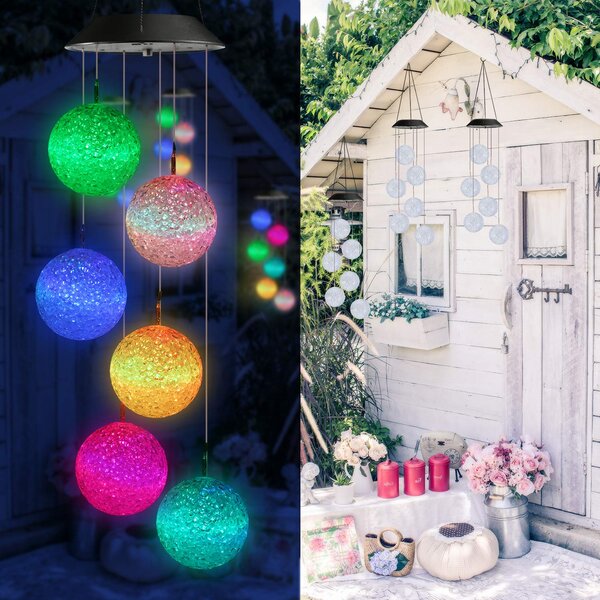 Solar LED Garden Wind Chimes Outdoor Color Changing Xmas Lights Tree Hanging UK✨ 