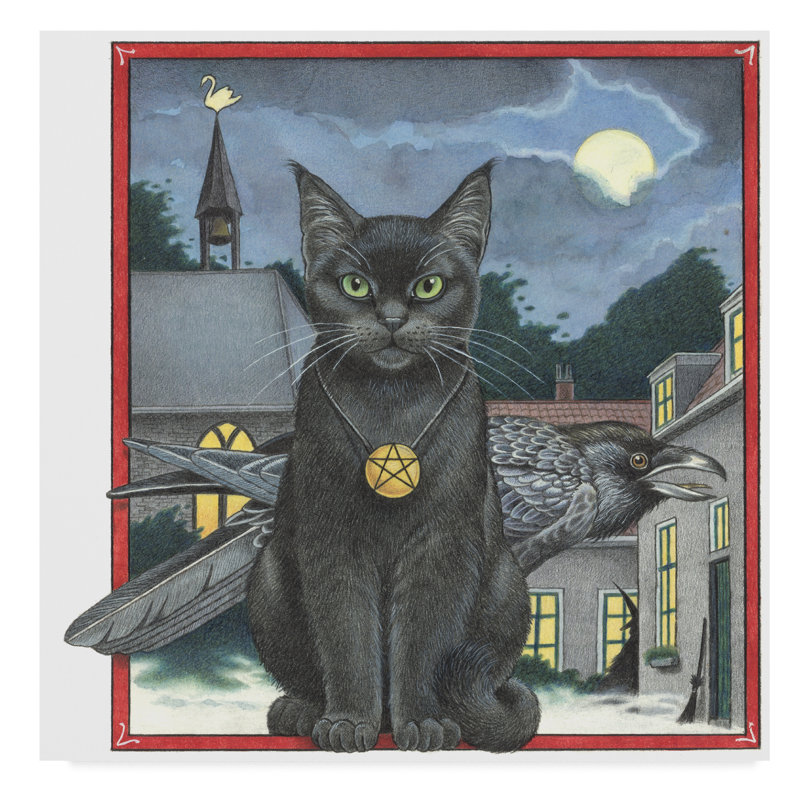 Trademark Art Halloween Black Cat Acrylic Painting Print On