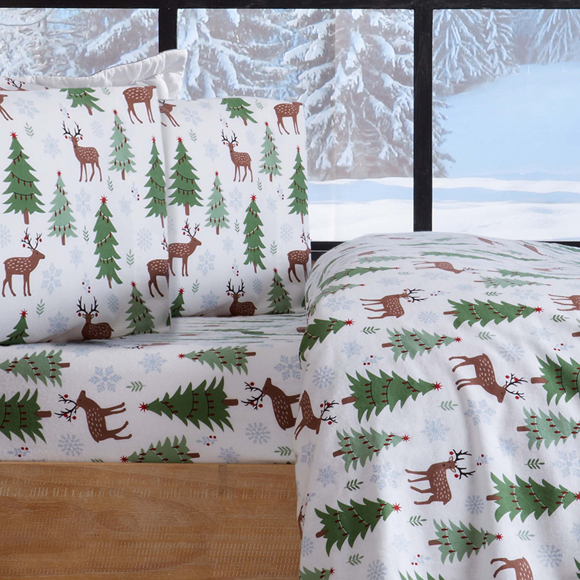 christmas flannel sheets queen