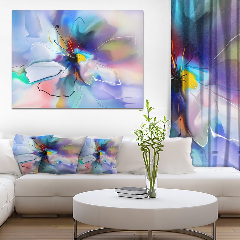 'Abstract Creative Blue Flower' Graphic Art on Wrapped Canvas