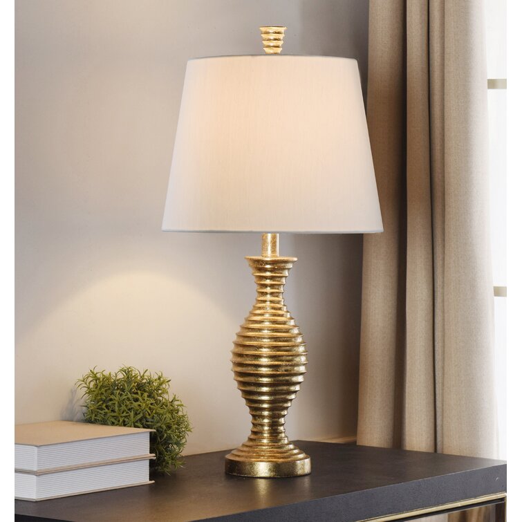 Everly Quinn Olney 25'' Vintage Gold Bedside Table Lamp & Reviews ...