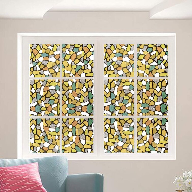 3D Floral Static Window Film Opaque Frosted Stained Glass Sticker Privacy Decor 