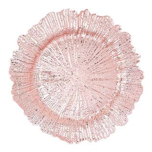 Really Pretty Pink Doily Design Plate Chargers Hard Plastic Set of 4 NEW 