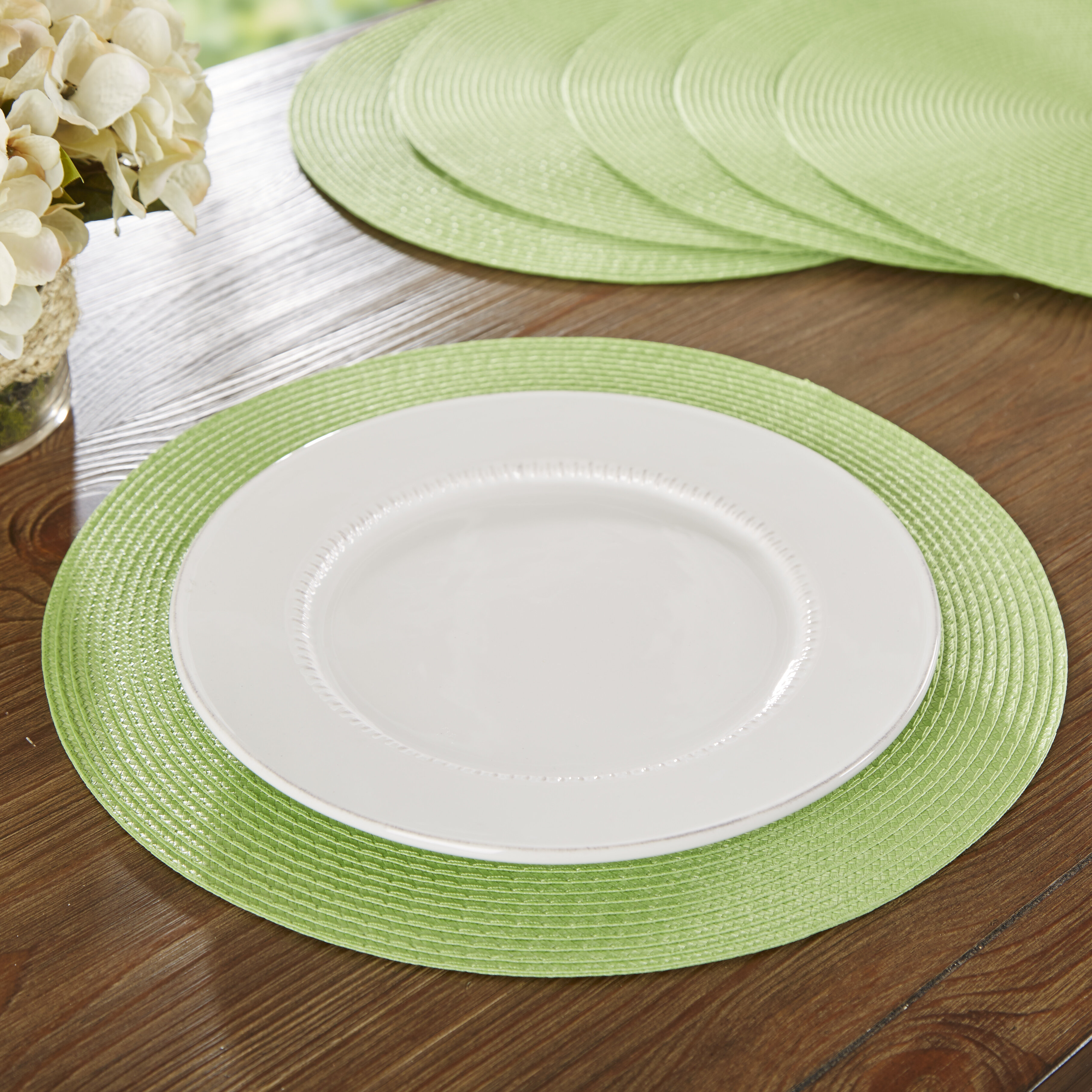 Lime Green Round Placemat and Coaster Set