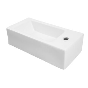 Classically Redefined Vitreous China Rectangular Vessel Bathroom Sink with Overflow