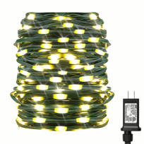 82Ft Green PVC Wire Christmas Lights Waterproof PVC Copper Wire Lights Plug  In 8 Modes 200LED String Light Warm White Outdoor Indoor Tree Trunk Garden  ...