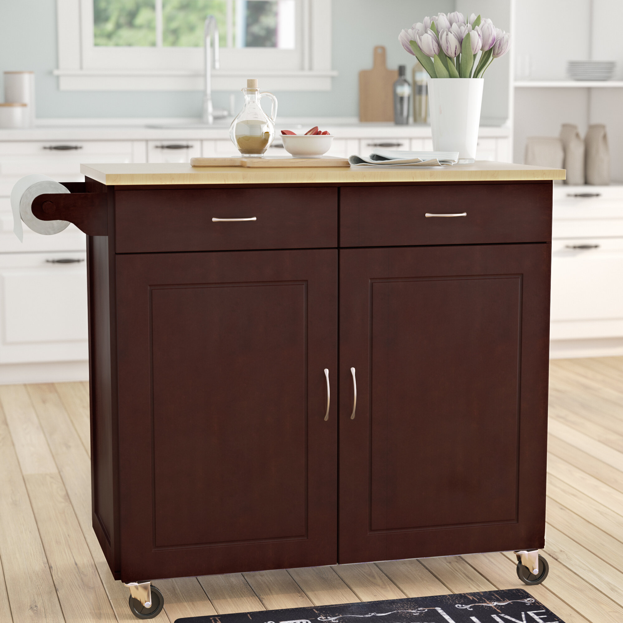 sammons kitchen island with solid wood top