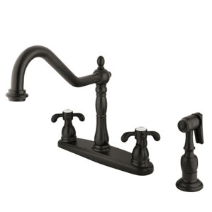 Kingston Brass French Country Double Handle Centerset Kitchen Faucet with Spray
