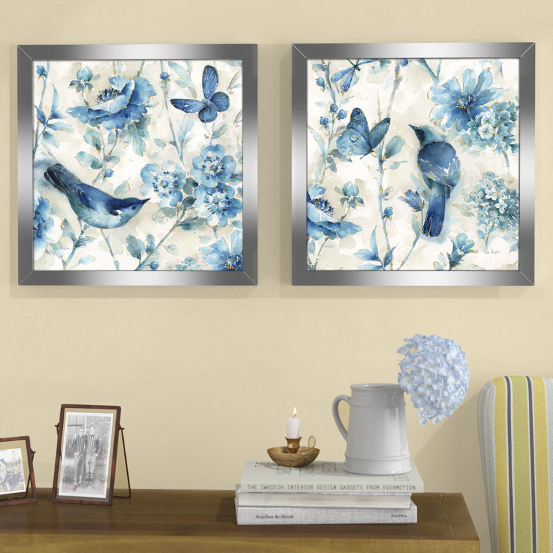 Ophelia Co Indigold Xi 2 Piece Framed Watercolor Painting