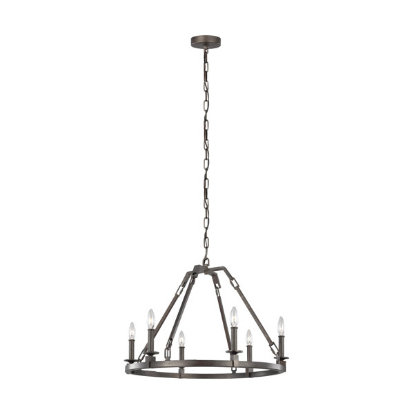 Dhruv 6 - Light Candle Style Wagon Wheel Chandelier ...