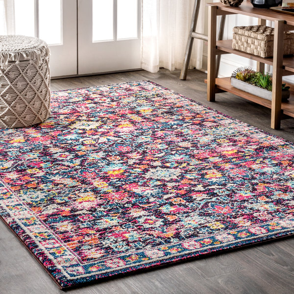 Bungalow Rose Latrobe Power Loom Blue Pink Yellow Rug Reviews Wayfair