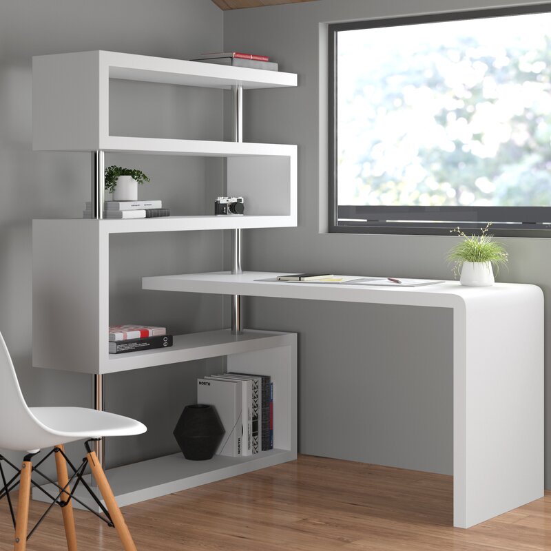 Zone L-Shape Desk with Bookcase &amp; Reviews | AllModern