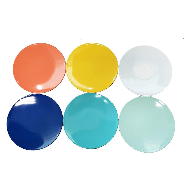 Platter Melamine Dinnerware 6 Appetizer Plate Set of 6 Dish Serving Collection-Multicolor 