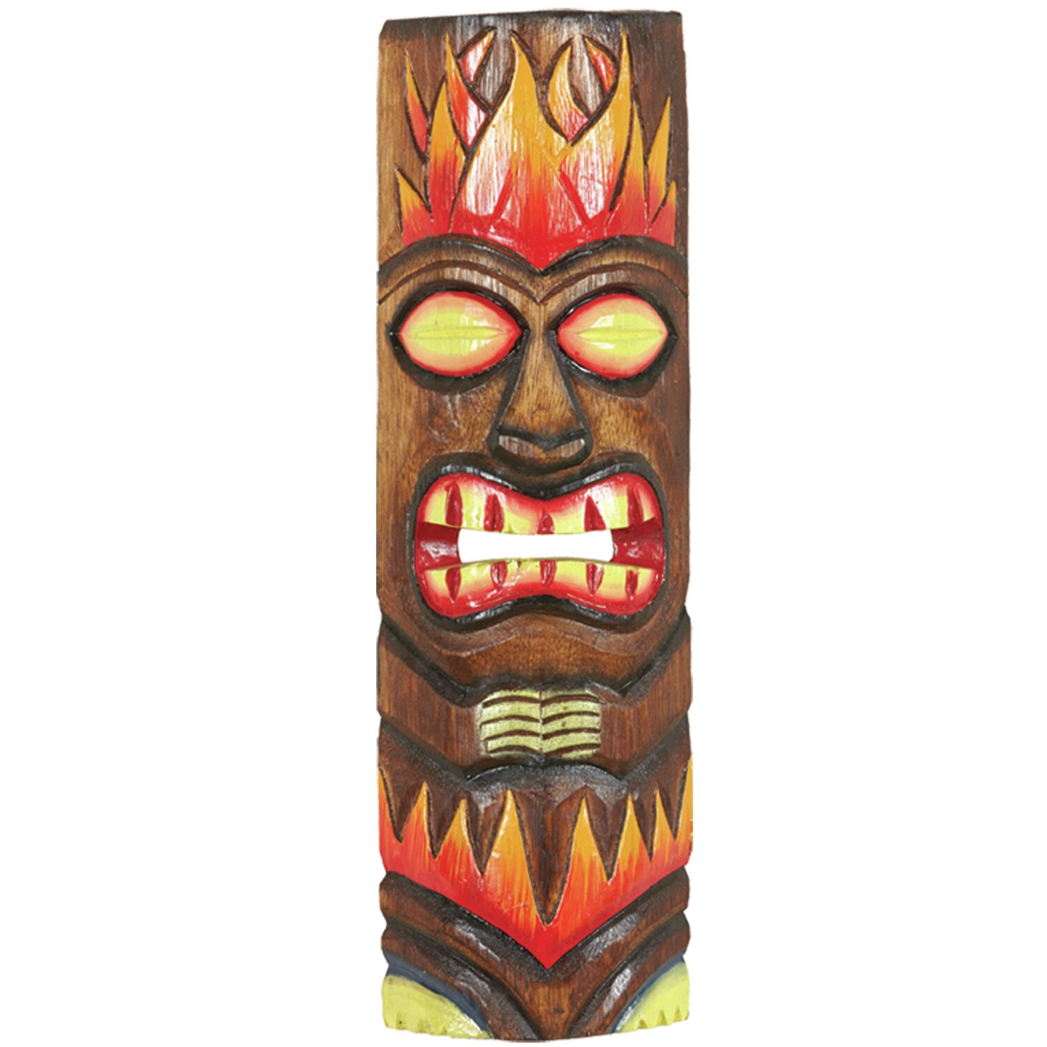 Tiki Fire God Wood Mask Wall Patio Tropical Bar Man Cave Wall Decor 60" 