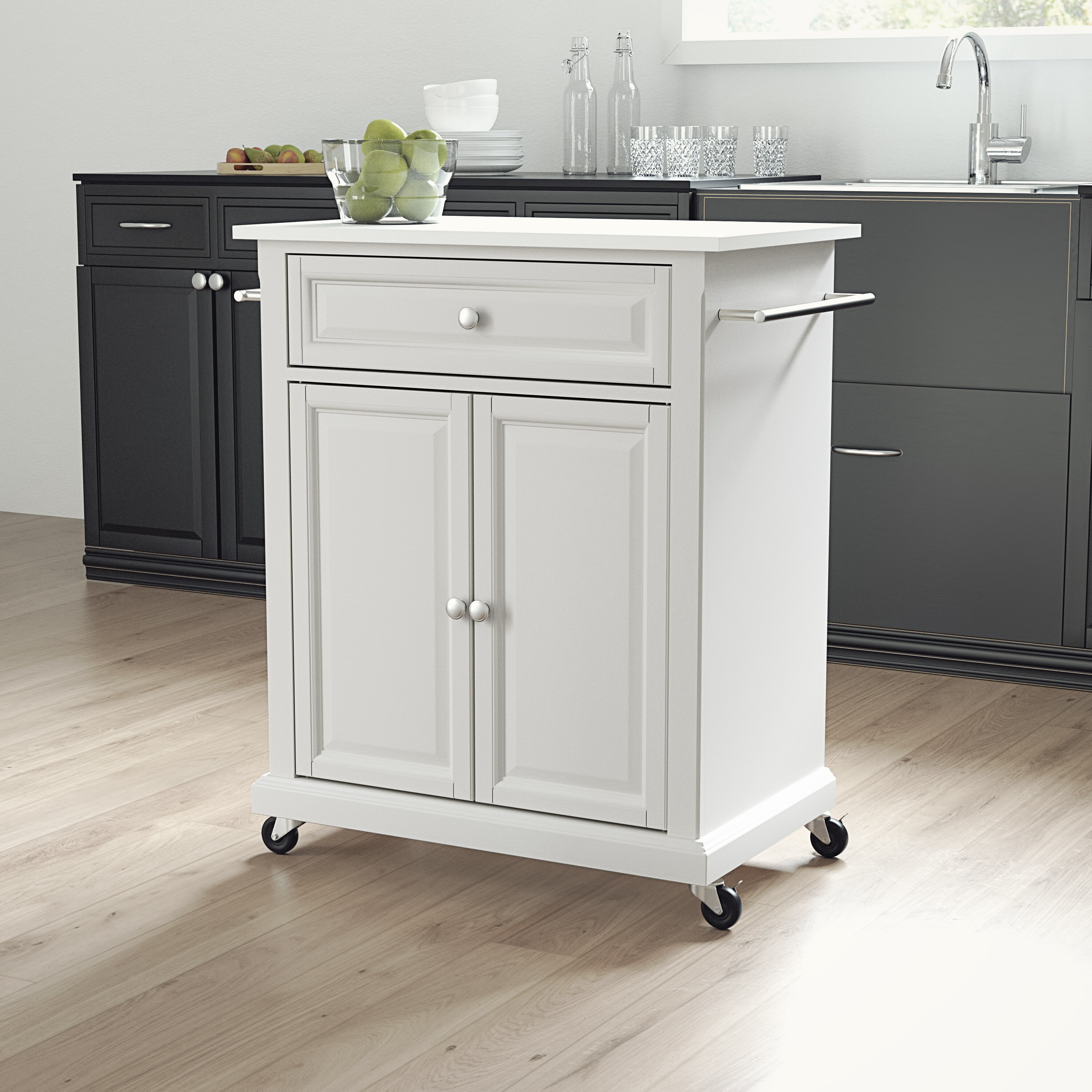 Winston Porter Carreen 31'' Wide Rolling Kitchen Cart with Granite Top ...