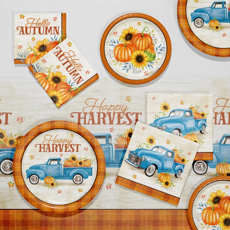 Creative Converting 332010 Harvest Thanksgiving Dessert Plates 8 Count Orange 